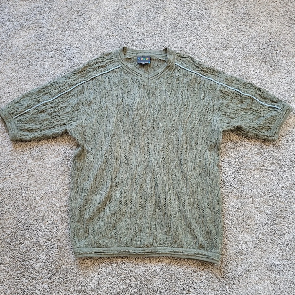 Rare Vintage 2000s 100% Authentic Coogi V-Neck Short Sleeve Sweater Size L